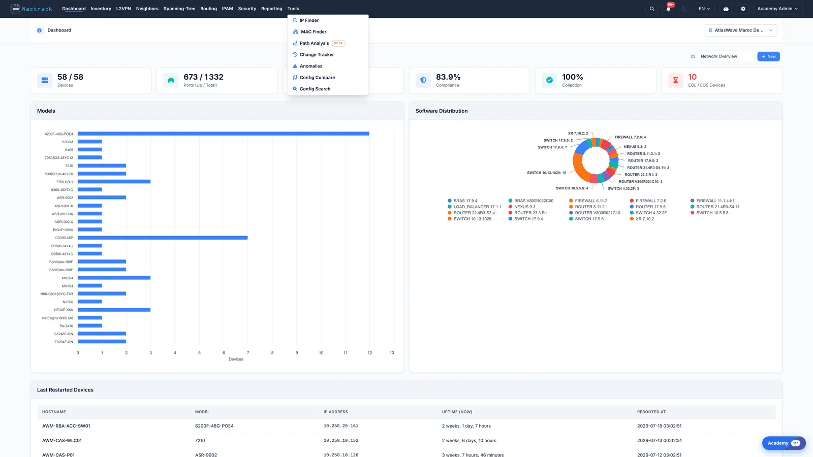 Ouvrir le menu Tools