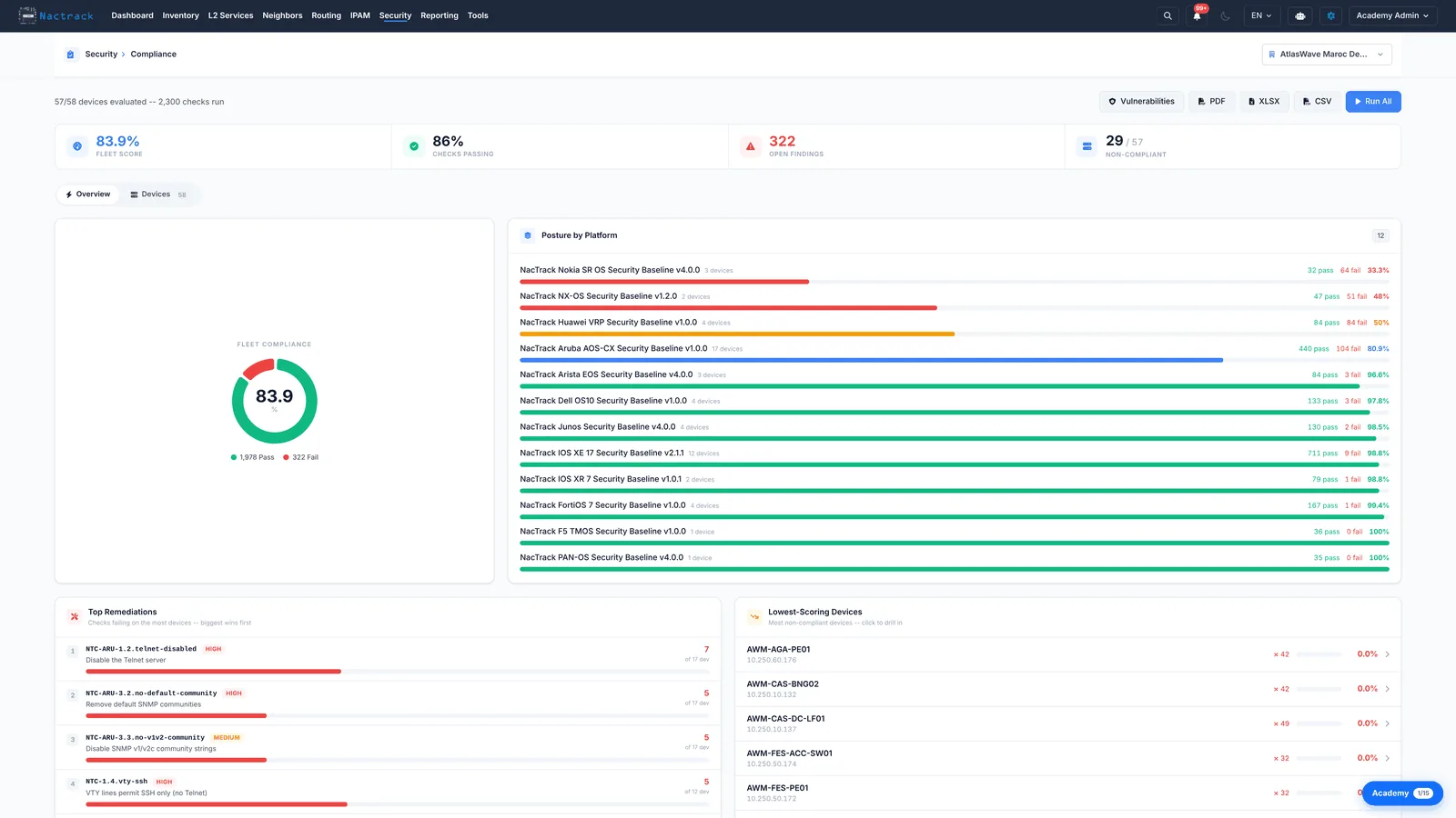 Open Security then Compliance