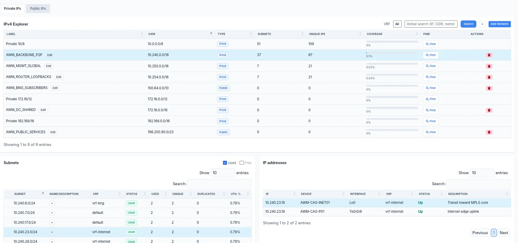 IP, MAC and DHCP search down to the access port, with the VLAN