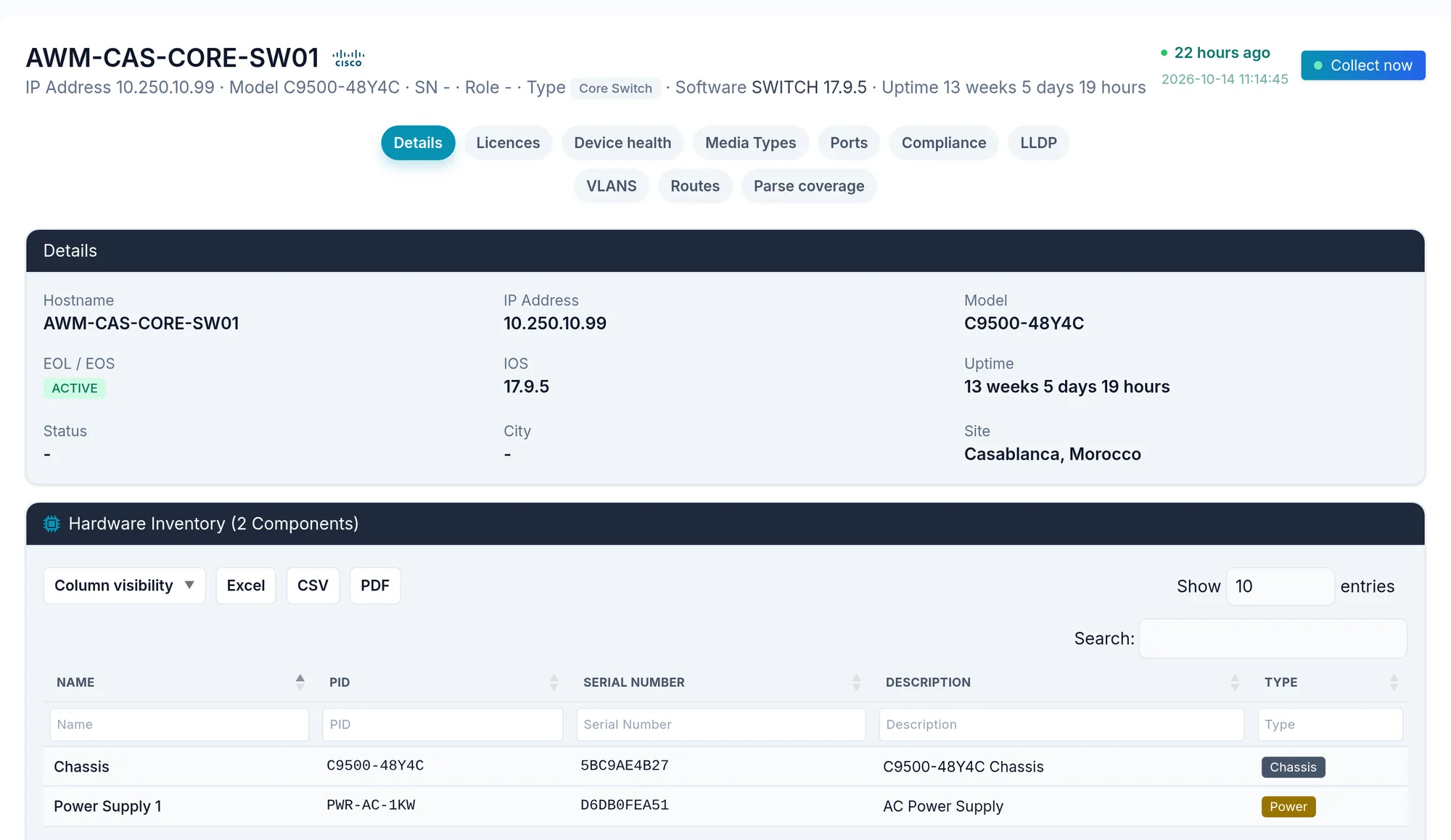 A device page from the demo estate.