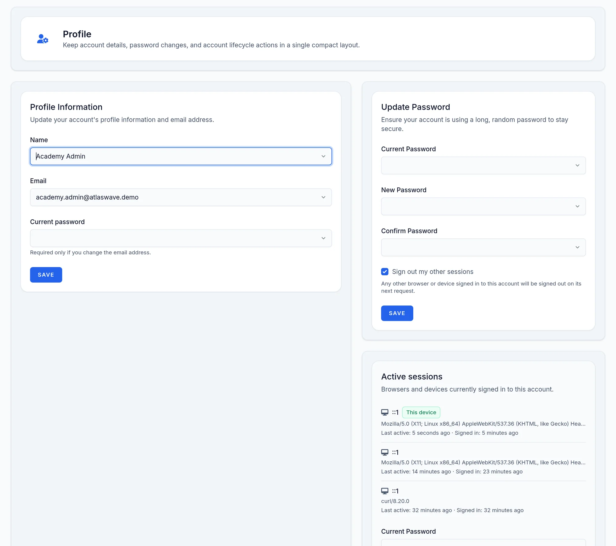 The Profile page.