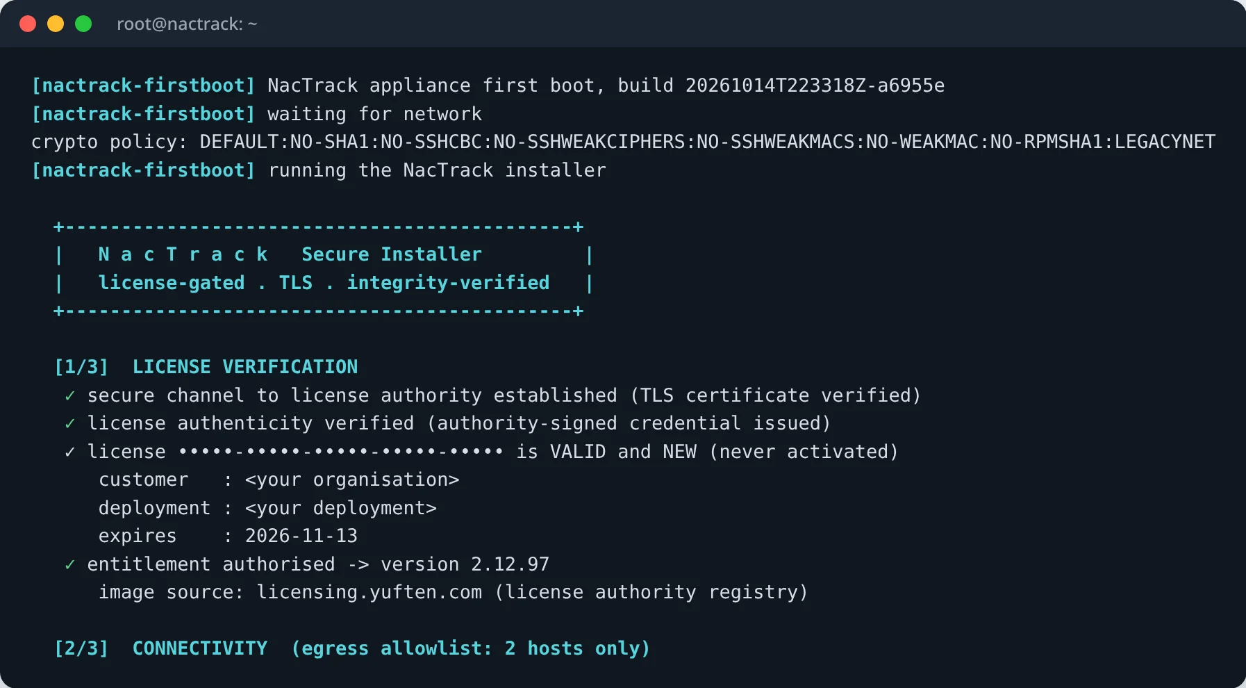 First boot after the ISO: the same installation, read from the media.