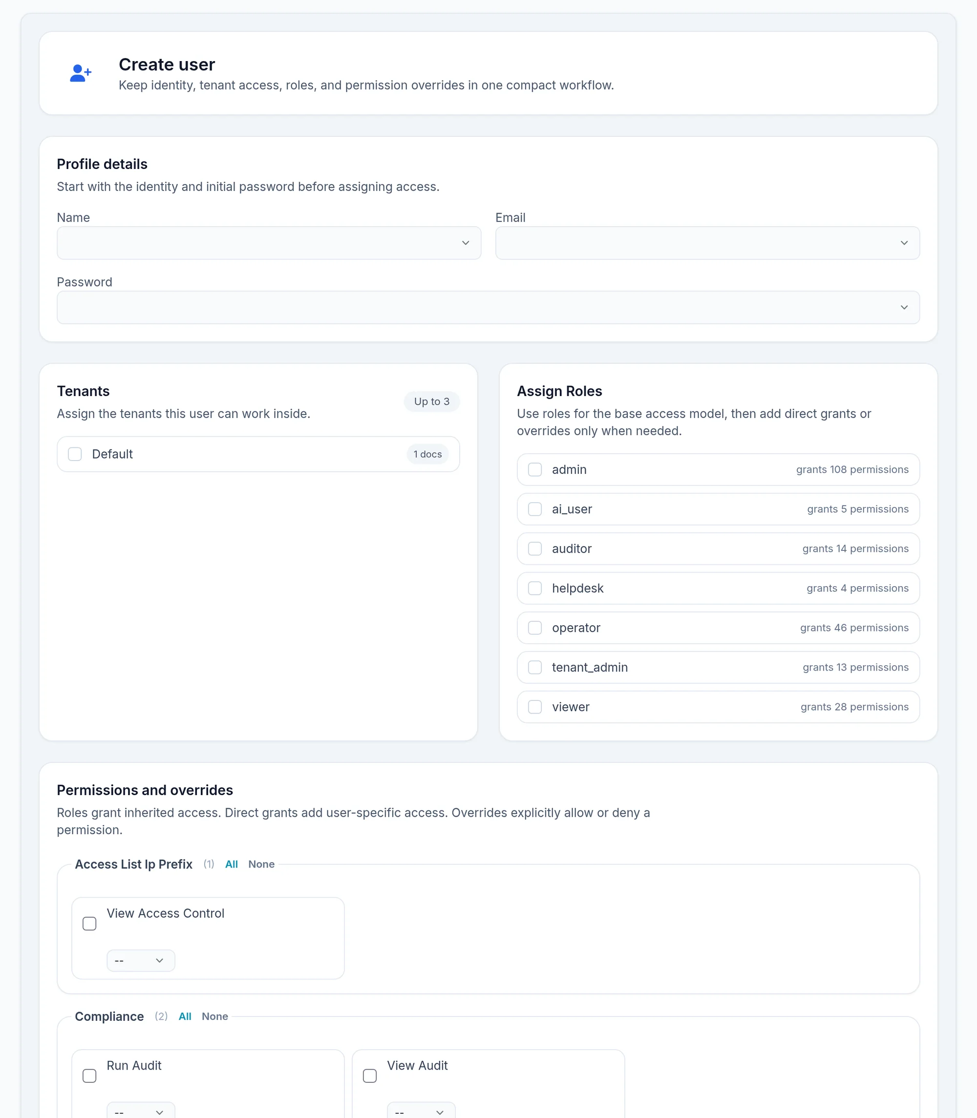 The Add New User form.