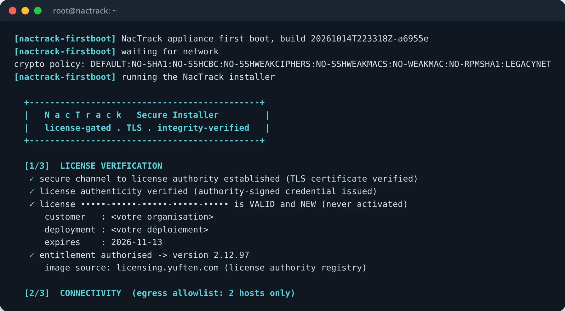 Le premier démarrage après l'ISO : la même installation, lue sur le support.